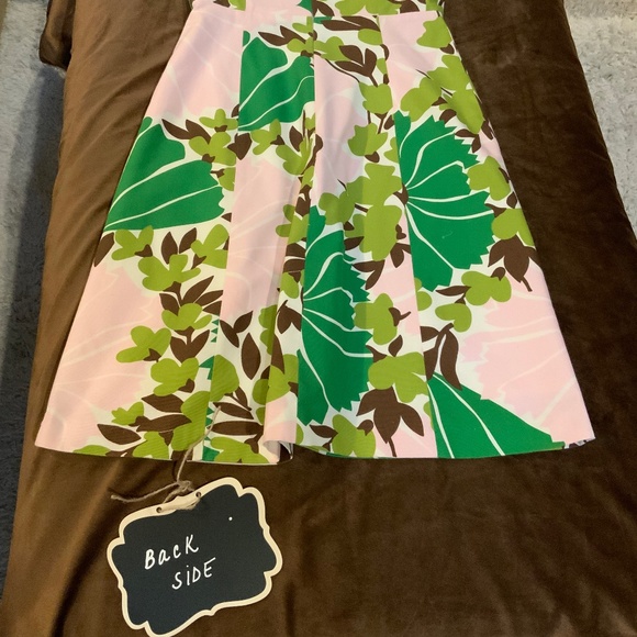 Vintage J Crew Strapless Pink Green Brown Dress Sz 8 - Picture 9 of 9